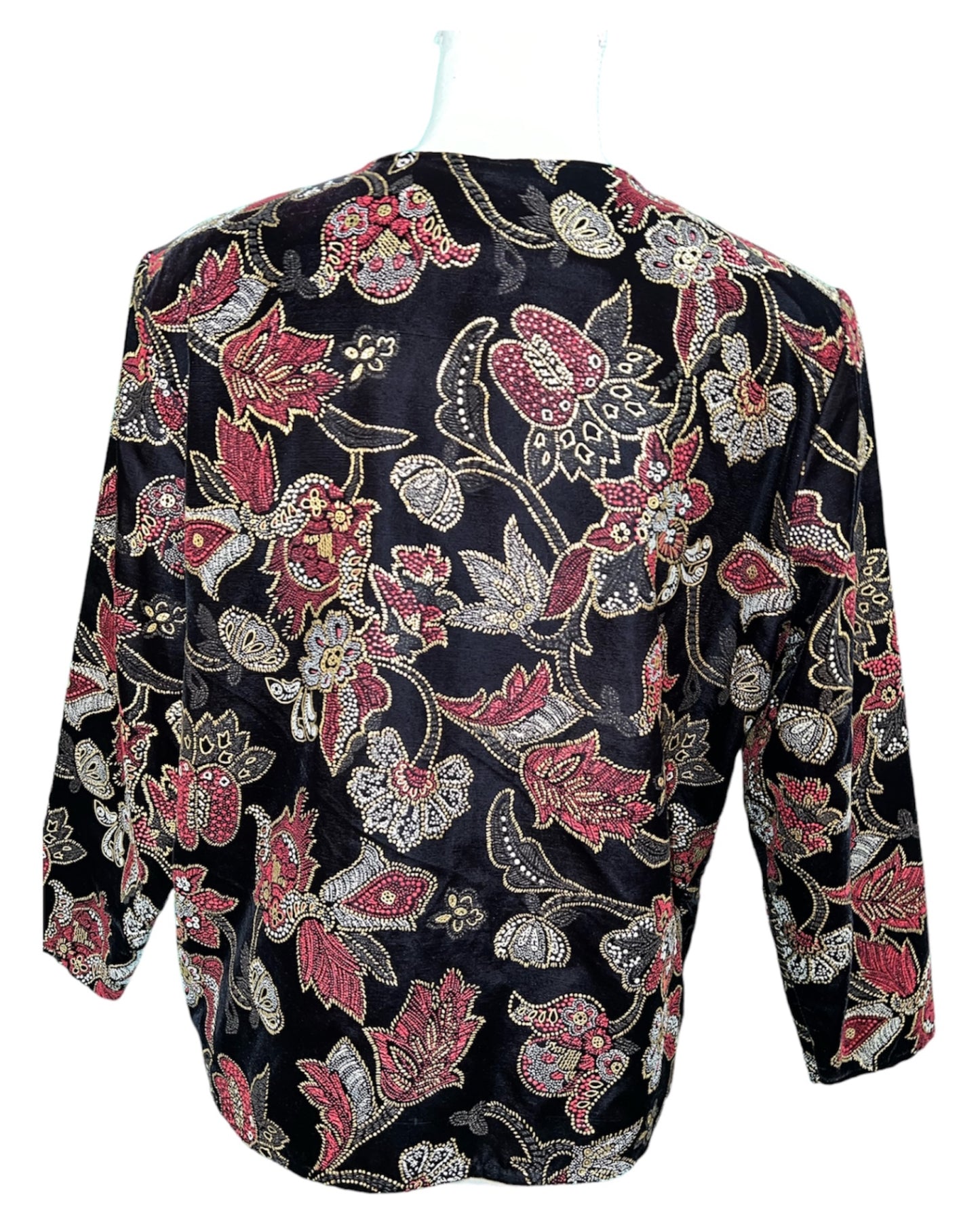 Vintage Blazer 38/40 Schwarz mit buntem u. goldenem Muster Sehr gut