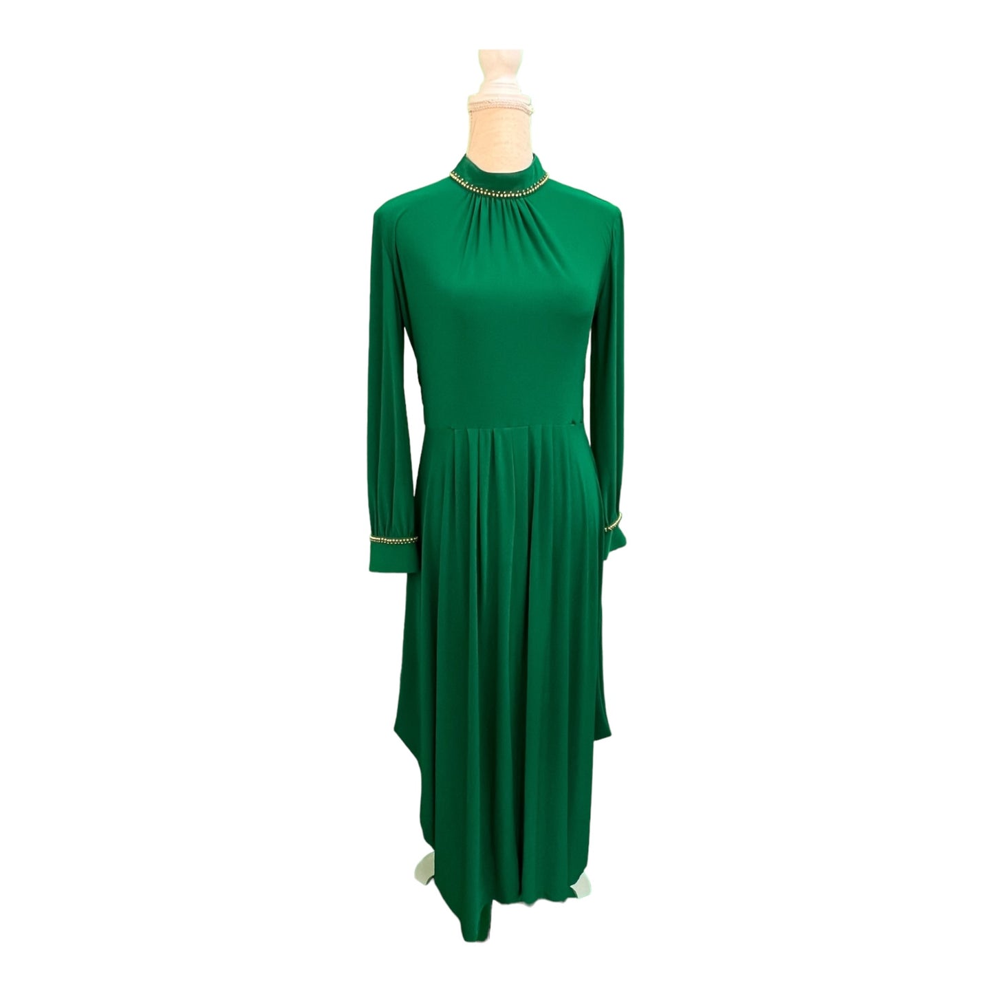 Kasirga Kleid 38/40 Grün mit Perlen am Kragen u. den Ärmeln