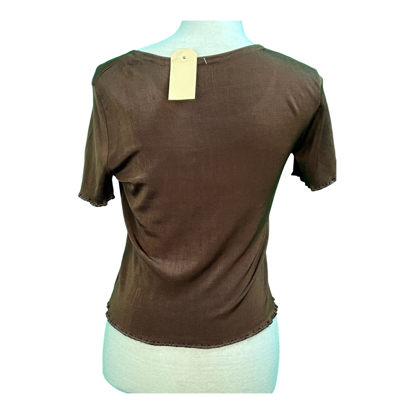 Vintage Shirt 36/38 Braun leicht glänzend mit Kräuselsaum