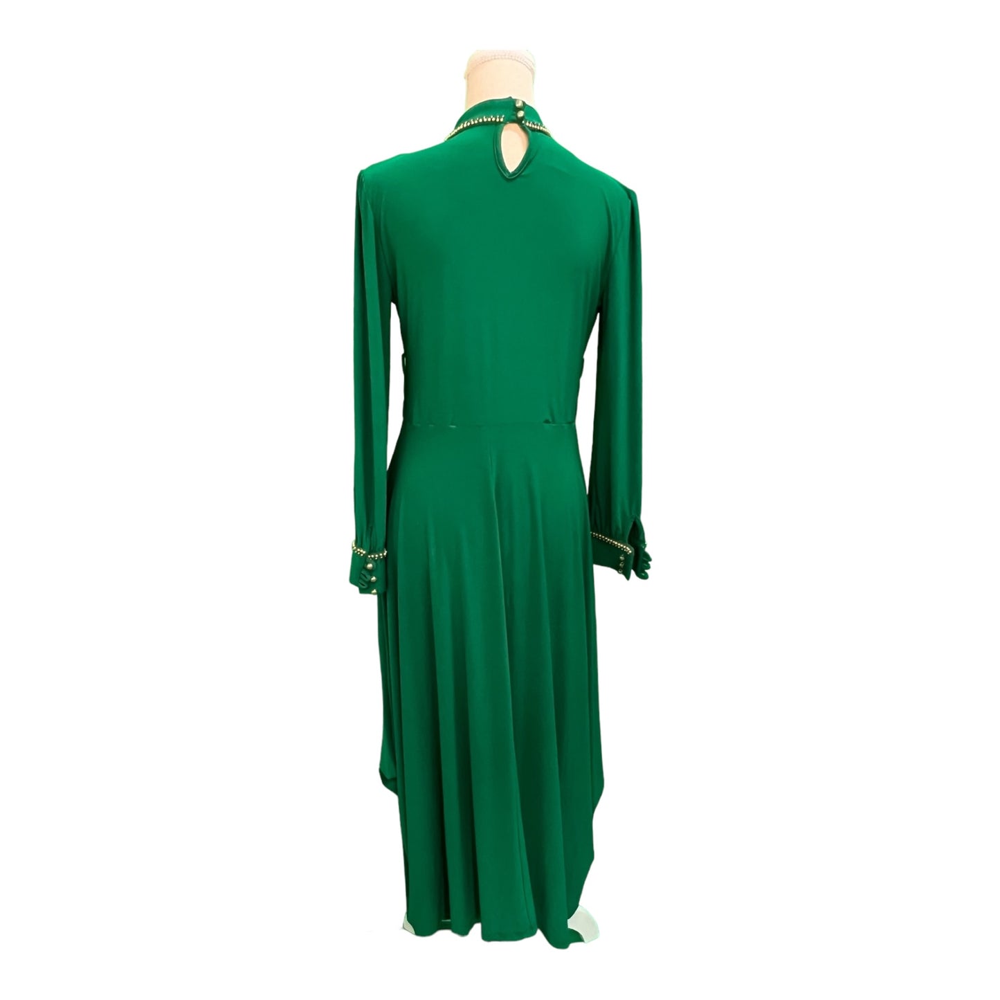 Kasirga Kleid 38/40 Grün mit Perlen am Kragen u. den Ärmeln