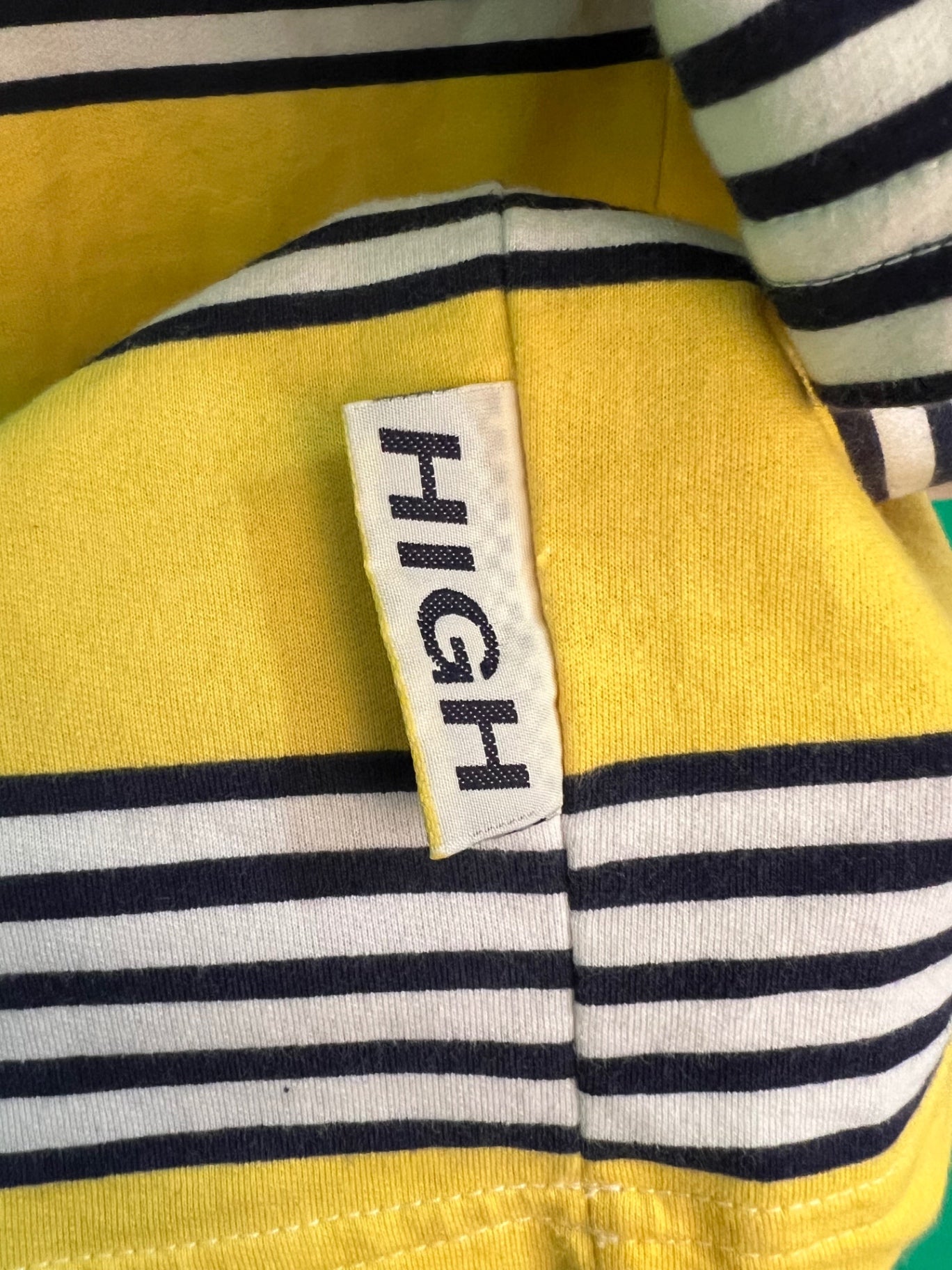 Vintage Reaction Fashion T-Shirt L (42/44) Gelb, Weiß und Dunkelblau gestreift