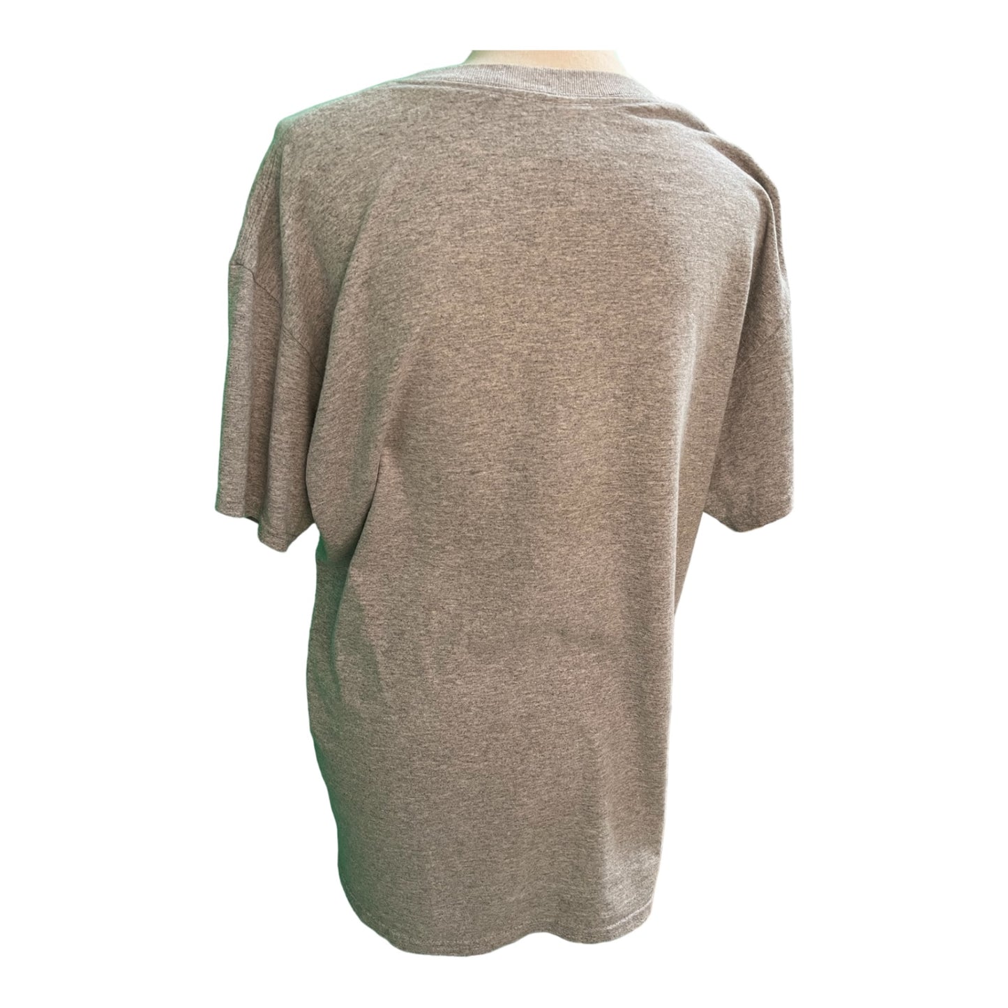 Vintage Gildan Heavy Cotton T-Shirt L (42/44) Grau mit grünem Druck