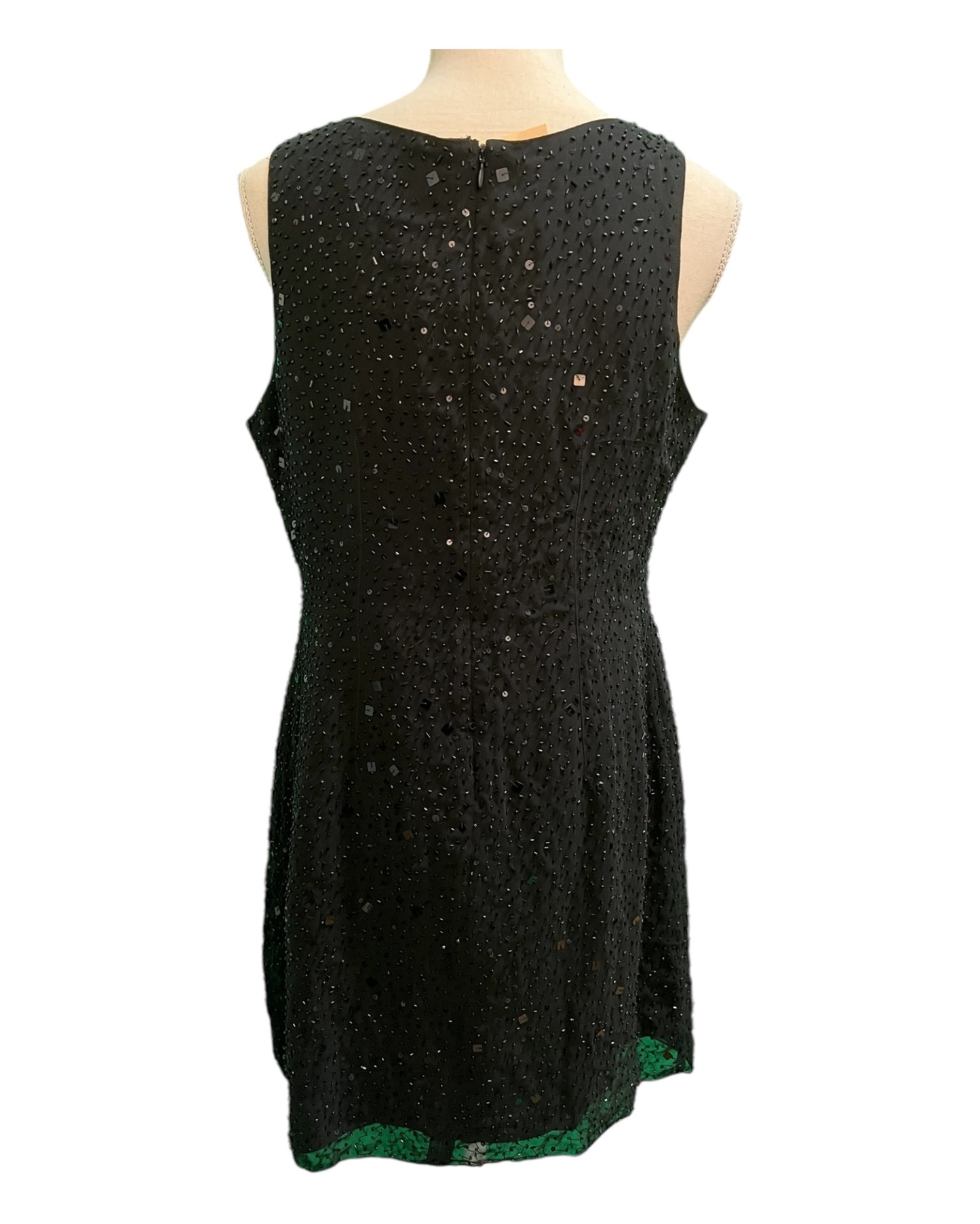 Vintage Laura Ferretti Kleid XL , ca. 42/44 Schwarz mit Glitzerperlen bestickt