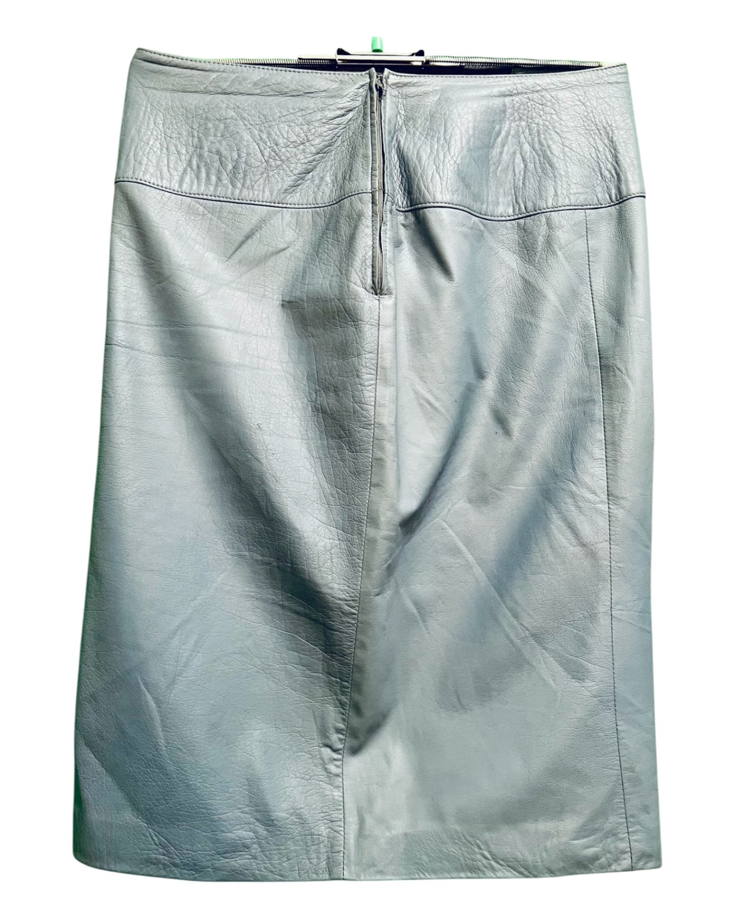 Vintage Leder Rock Ca. 42 / 44 Taubenblau Blau
