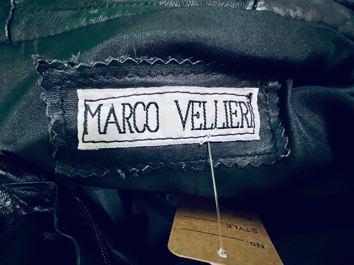Vintage Marco Vellieri Leder Rock 38 Midi Patchwork Schwarz