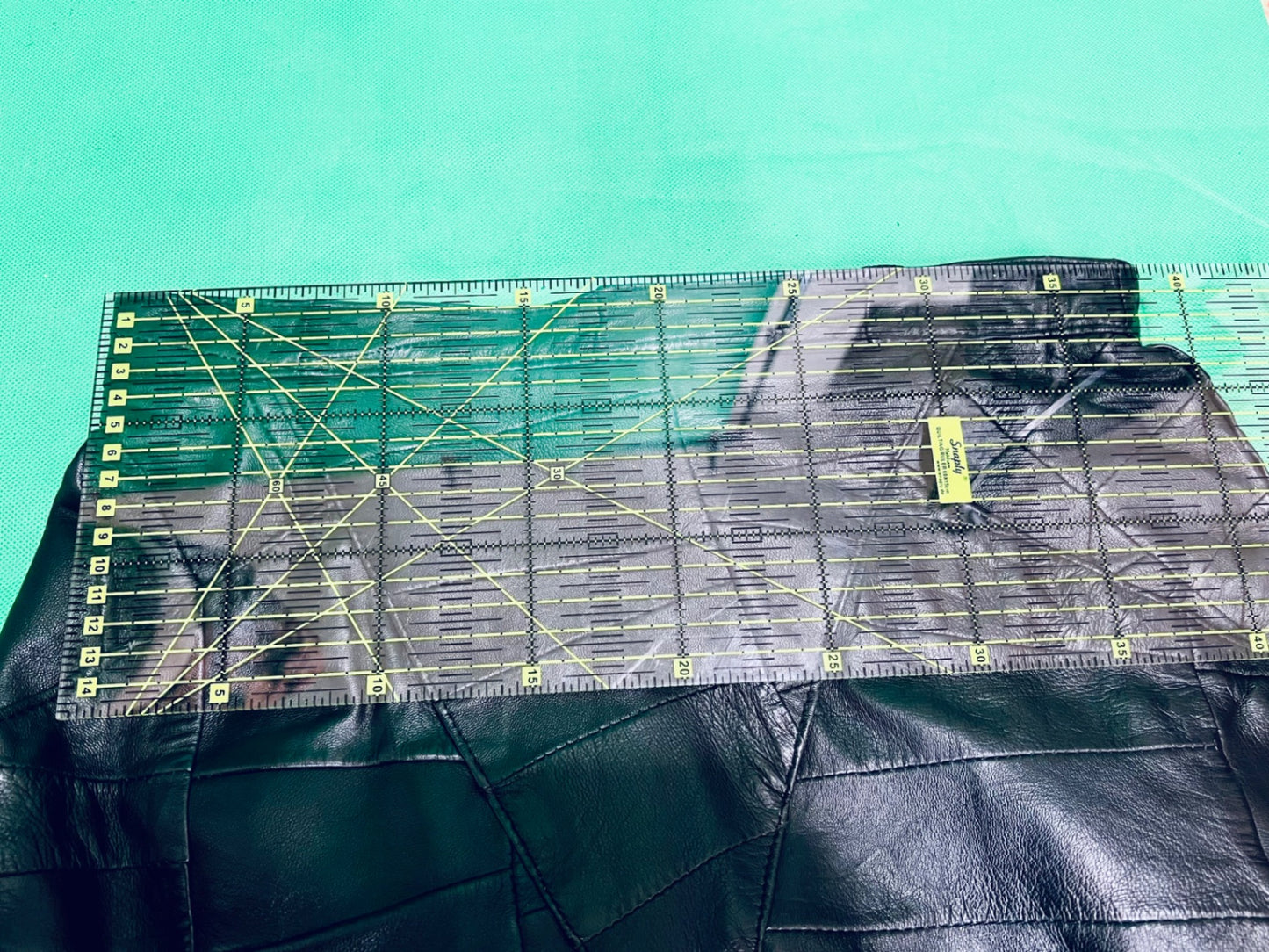 Vintage Marco Vellieri Leder Rock 38 Midi Patchwork Schwarz