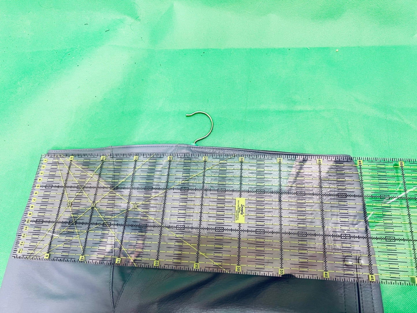 Vintage Leder Rock Ca. 42 / 44 Taubenblau Blau