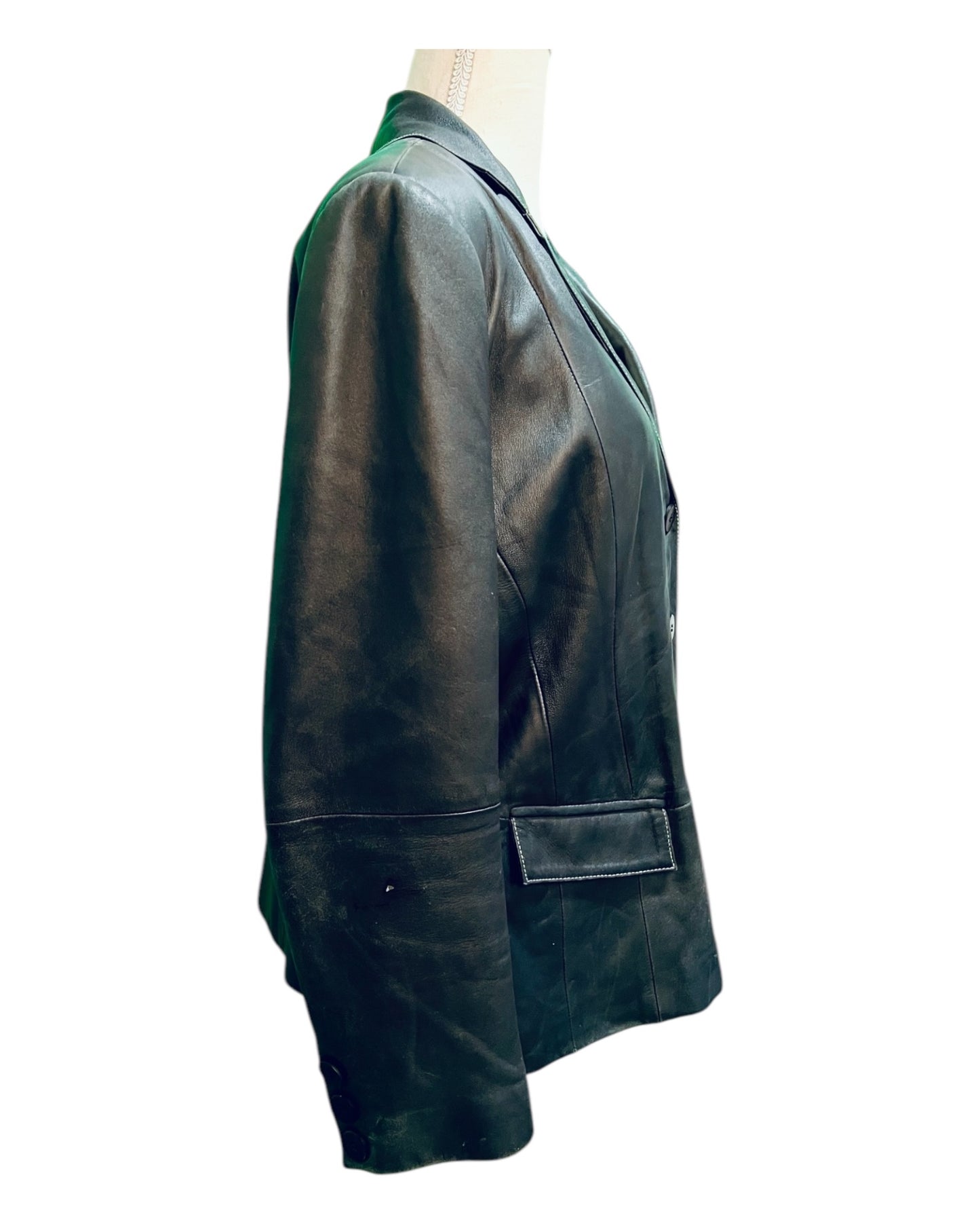 Prestige Leder Blazer 44 Dunkelblau