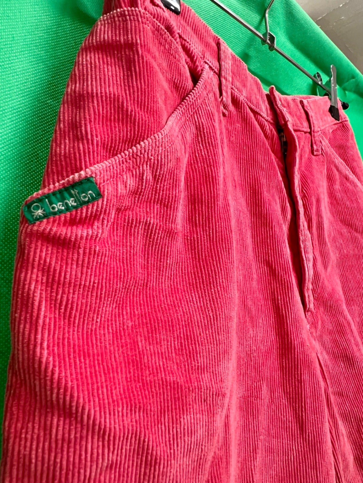 Vintage Benetton Hose Cord M Pink Y2K Cargo