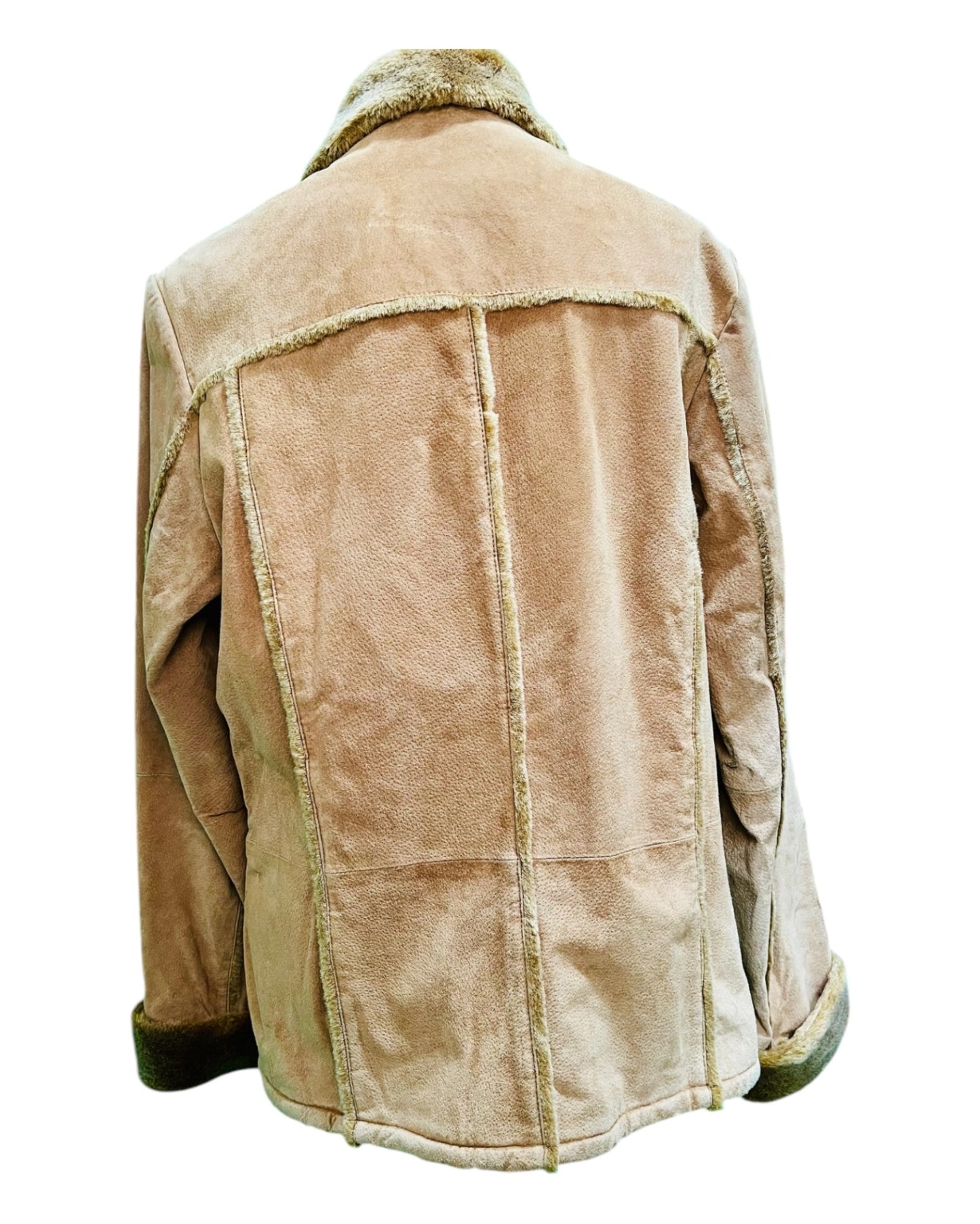Vintage TCM Kunstfell Wildleder Jacke 38 / 40 Beige