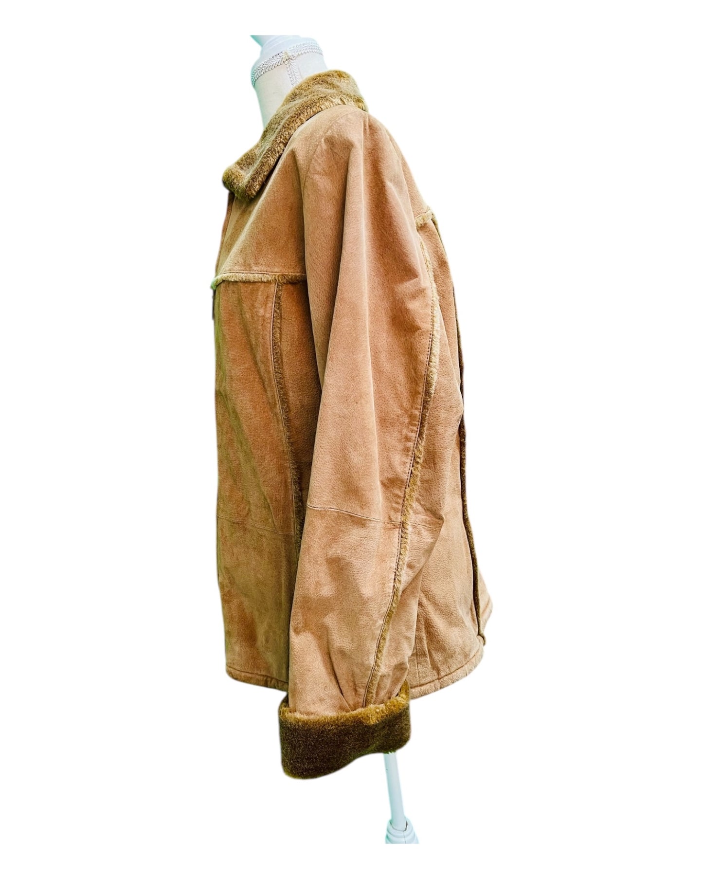 Vintage TCM Kunstfell Wildleder Jacke 38 / 40 Beige