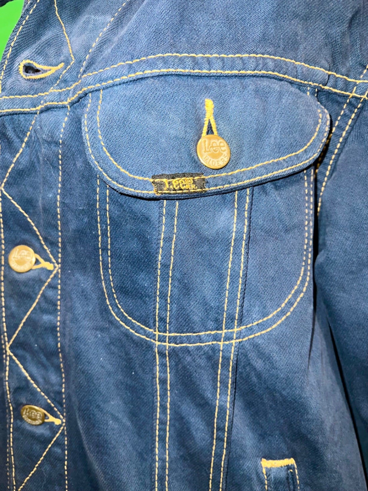 Vintage Lee Sanforized Rider Jeansjacke L Dunkelblau