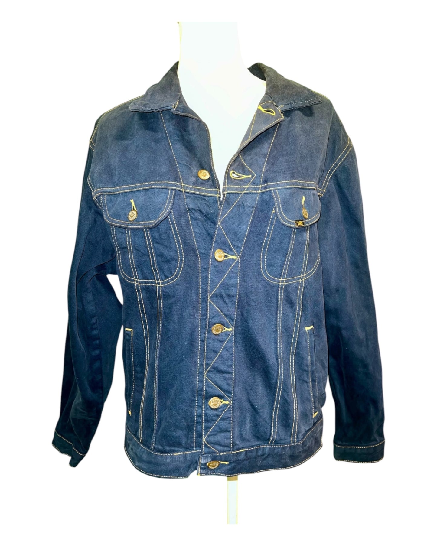 Vintage Lee Sanforized Rider Jeansjacke L Dunkelblau