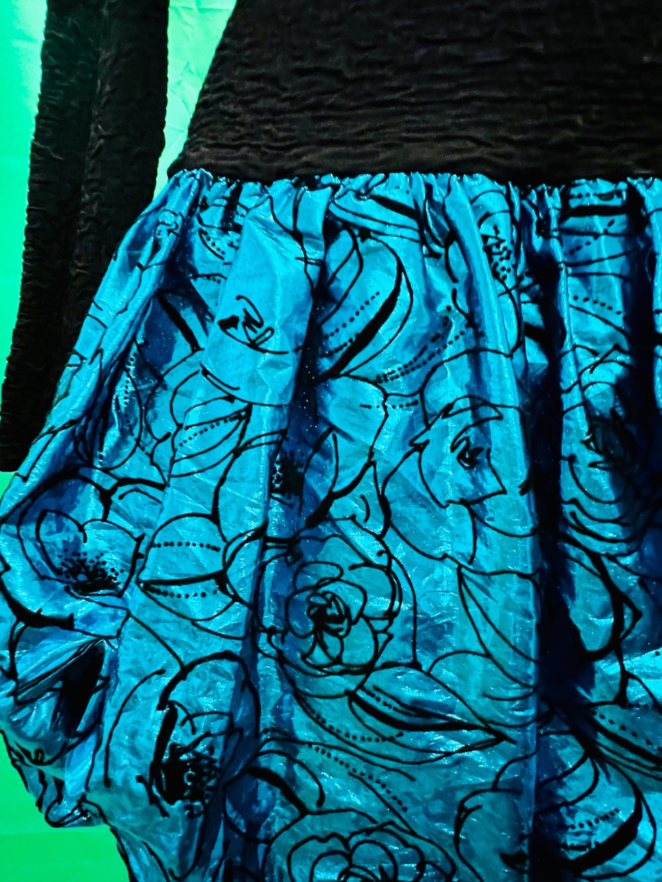 Vintage Vera Mont 80s Kleid 40 Blau Schwarz