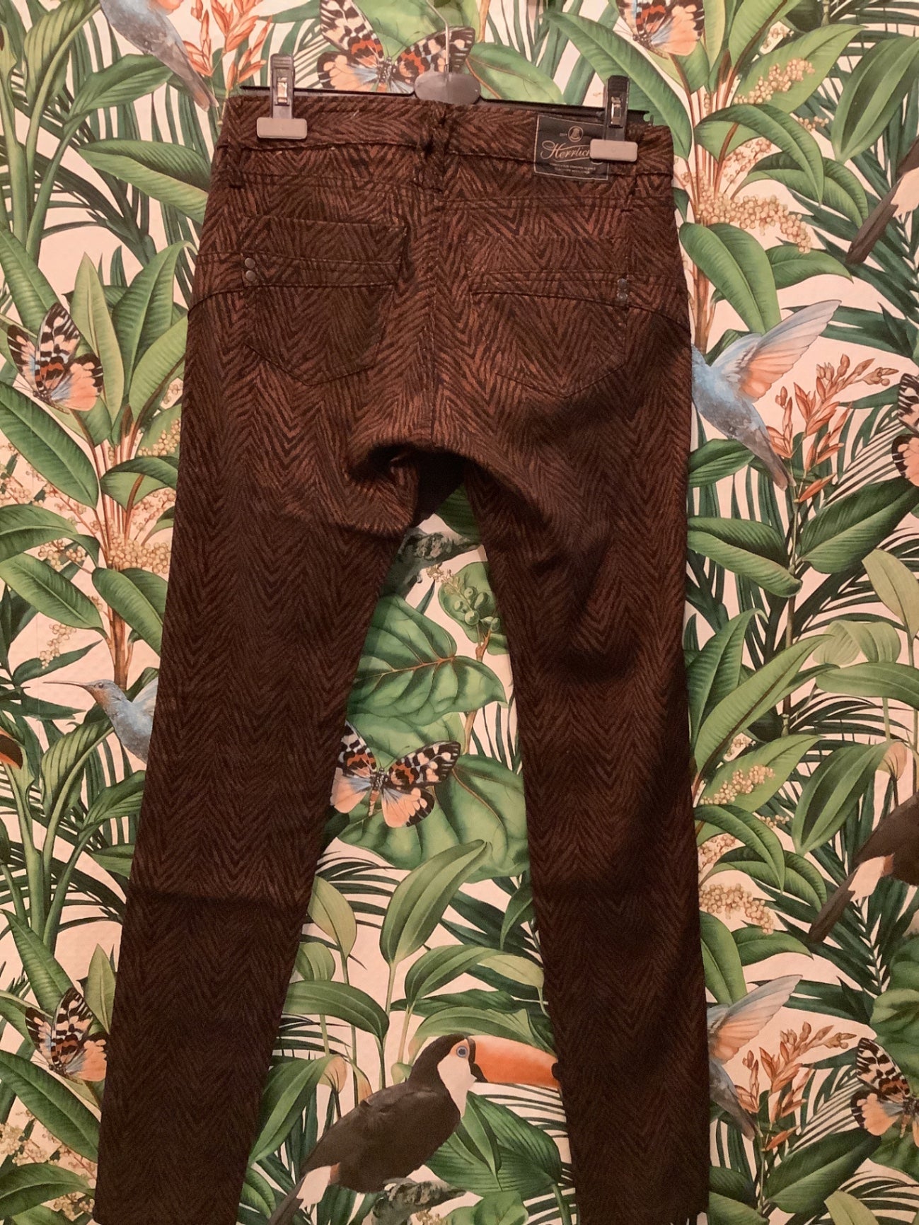 Herrlicher Hose 36/38 Schwarz Kupfer mit Zebra Muster