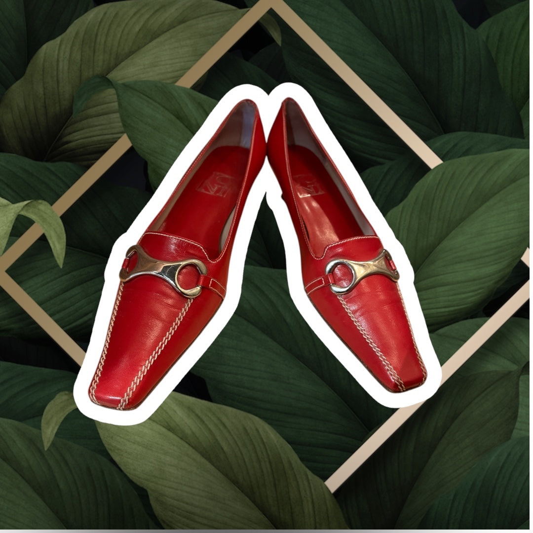 Joni Leder Pumps 38 Rot