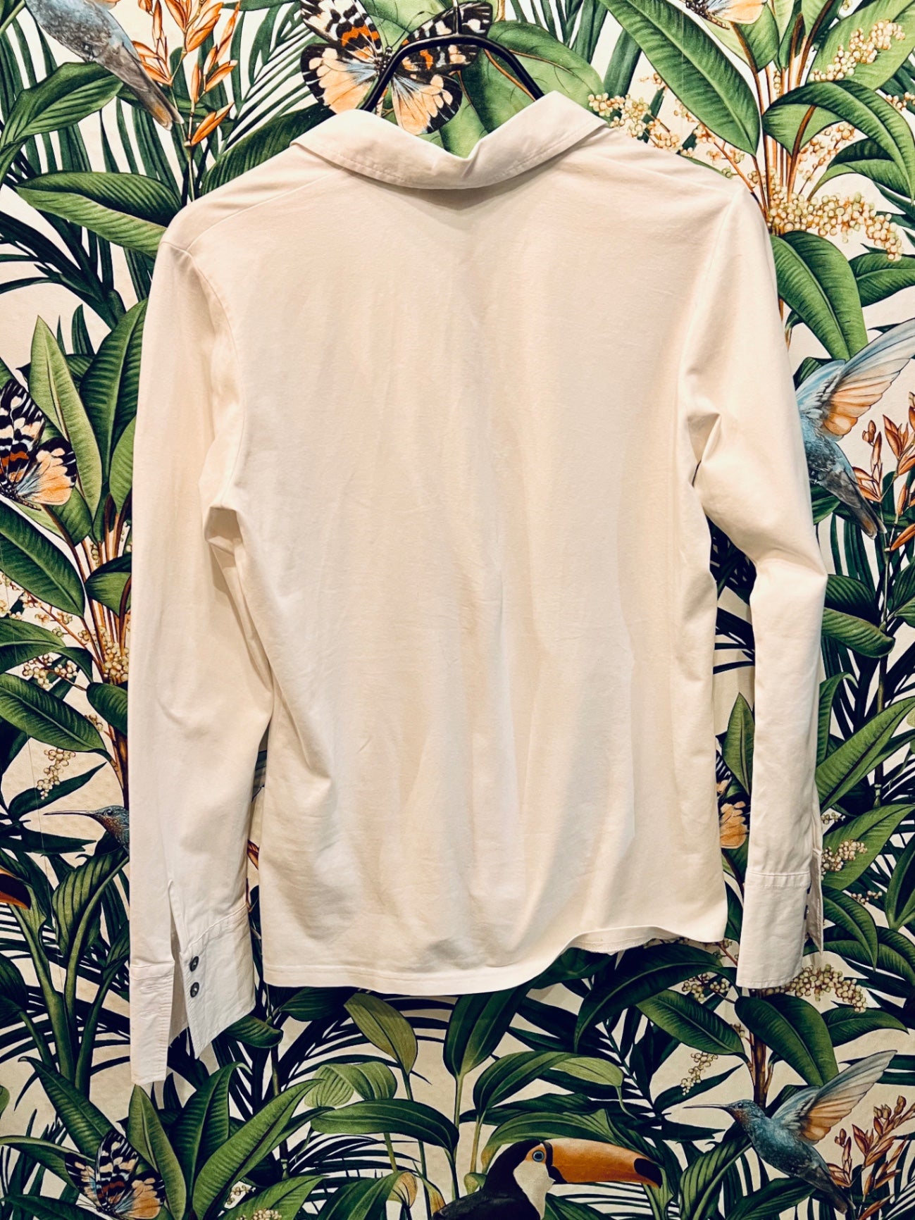 Just White Blusenshirt M Weiß mit Glitzersteinen