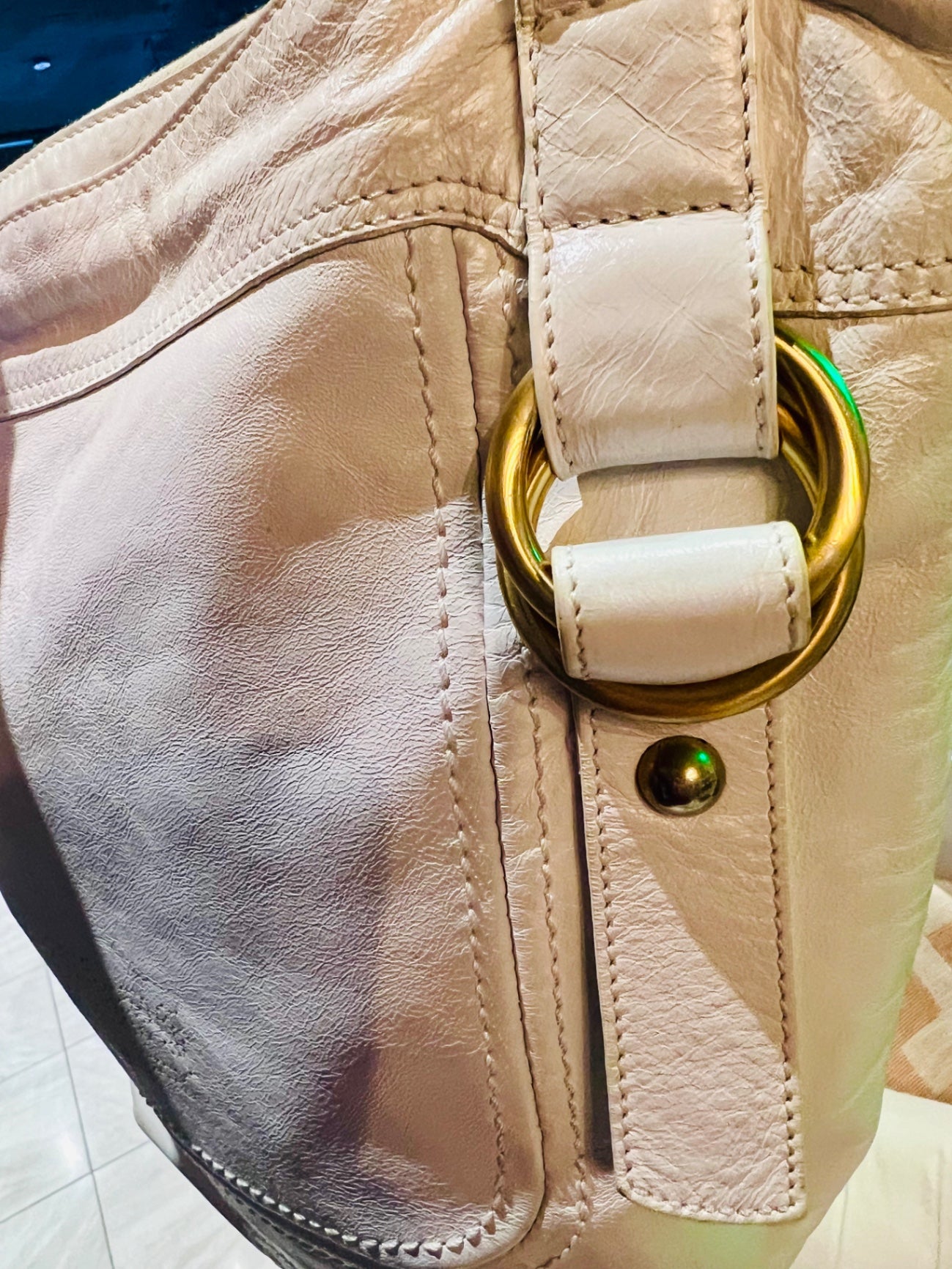 Zippo Vintage Tasche Leder Groß Weiss