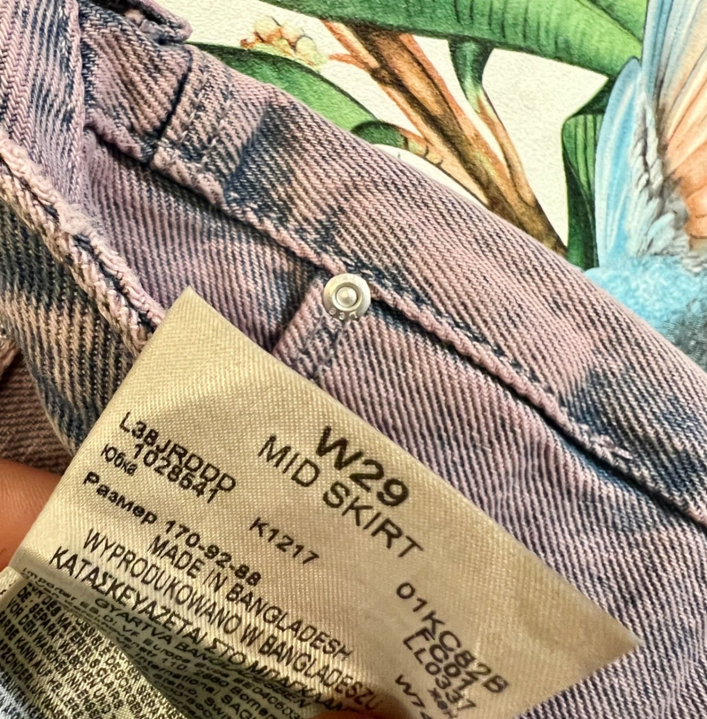 Vintage Lee Mid Jeansrock W29 M L Rosa Blau Denim