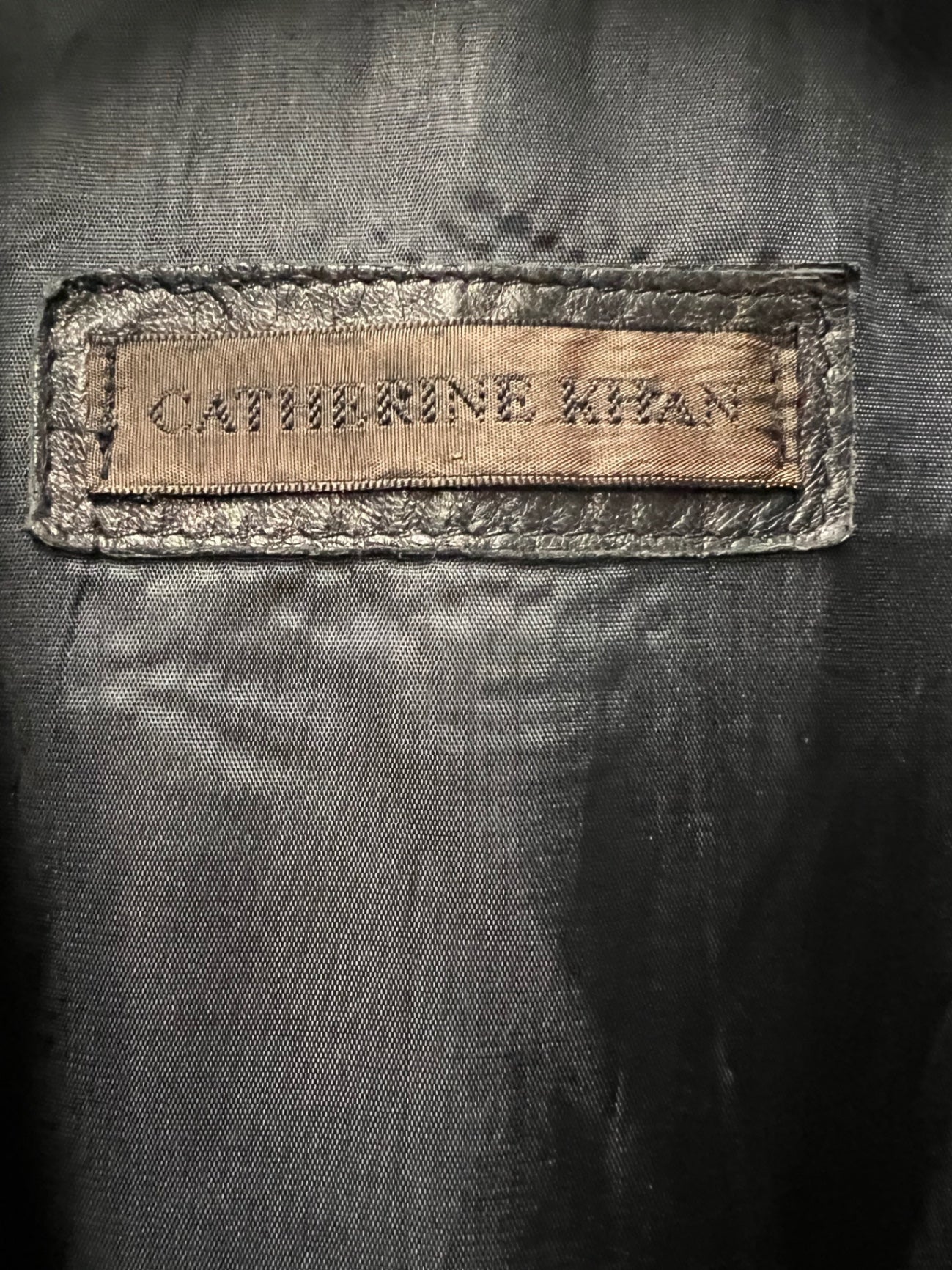 Vintage Carherine Khan Ledermantel 42 BlauSchwarz Trenchcoat