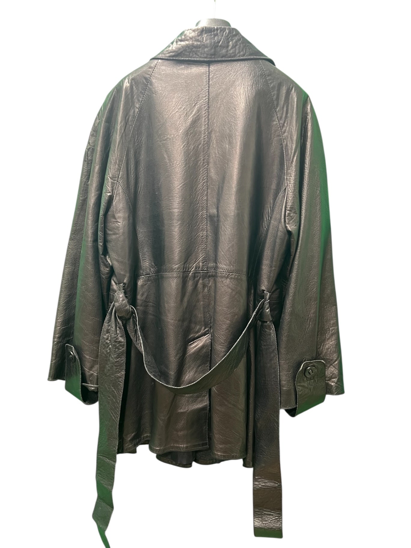 Vintage Carherine Khan Ledermantel 42 BlauSchwarz Trenchcoat