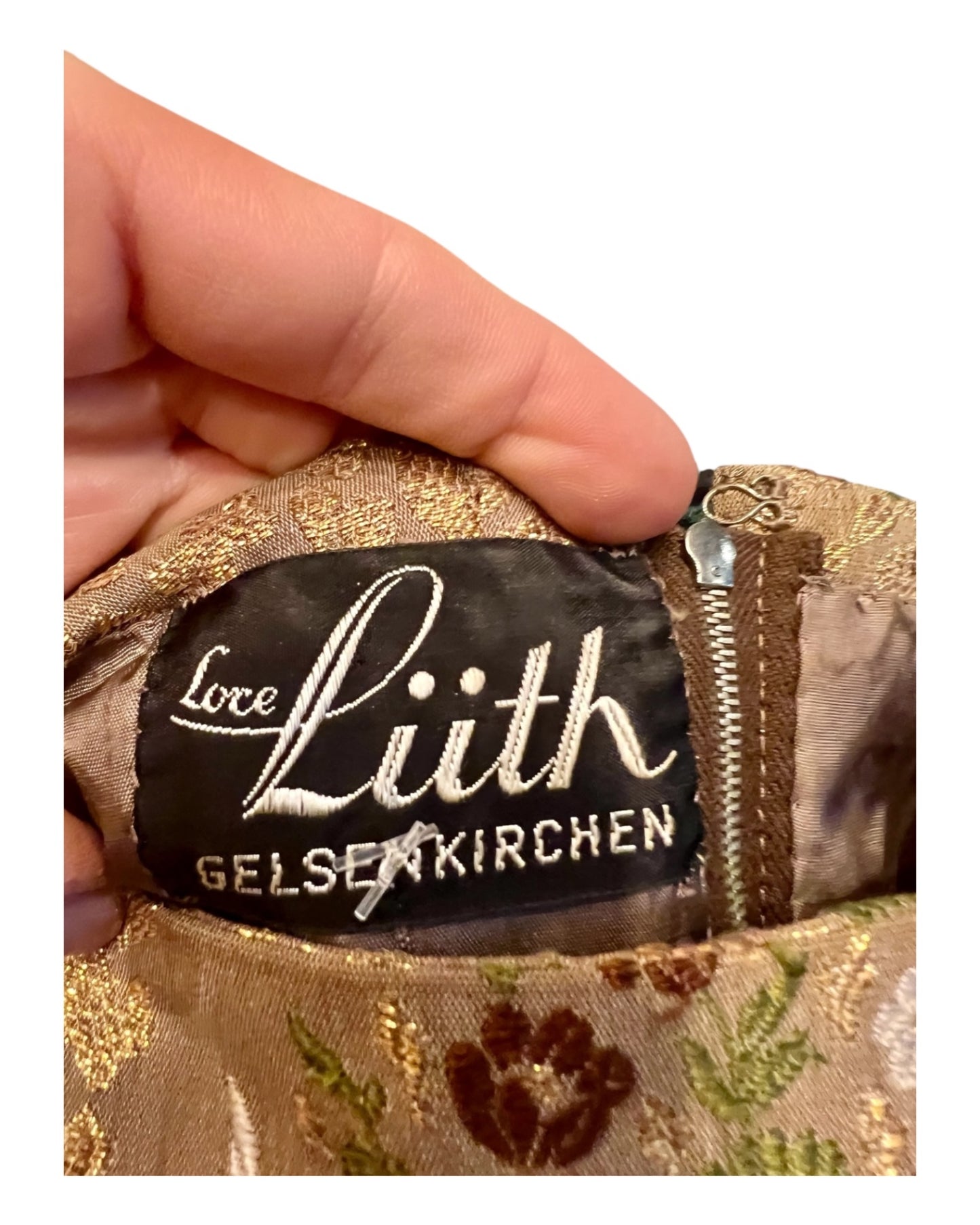 Vintage Brokat Lüth Kleid 36 Braun Gold 50er 60er