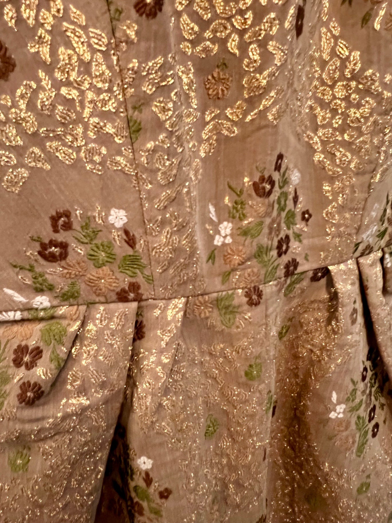 Vintage Brokat Lüth Kleid 36 Braun Gold 50er 60er