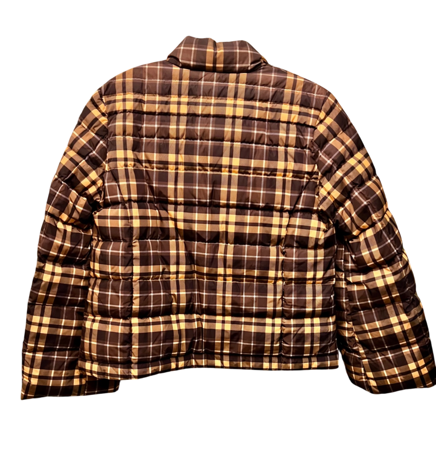 Benetton Daunenjacke 36 S Gelb Schwarz kariert