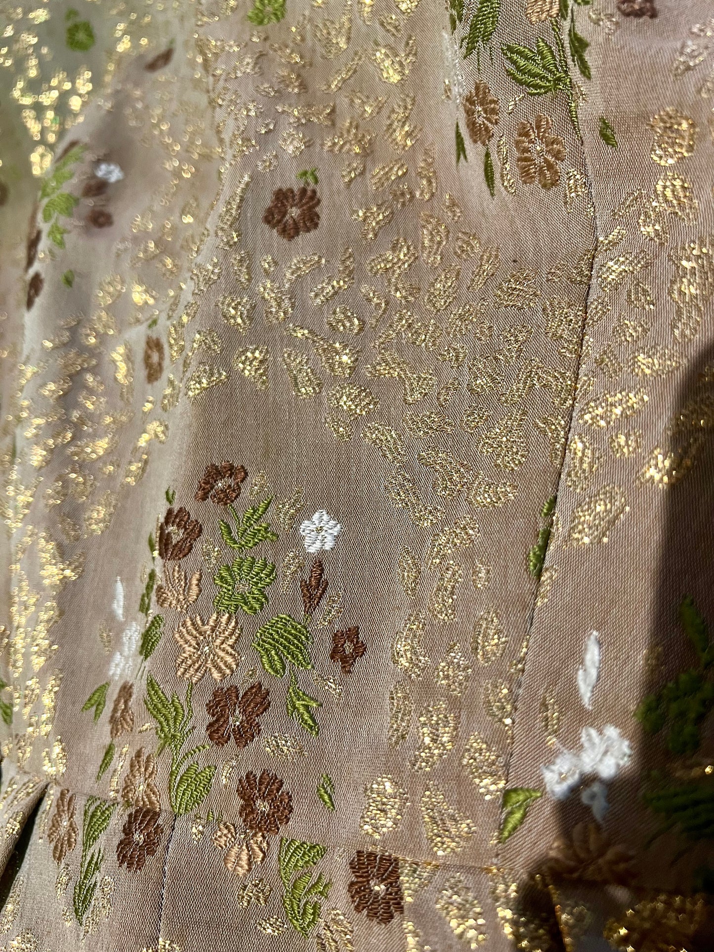 Vintage Brokat Lüth Kleid 36 Braun Gold 50er 60er