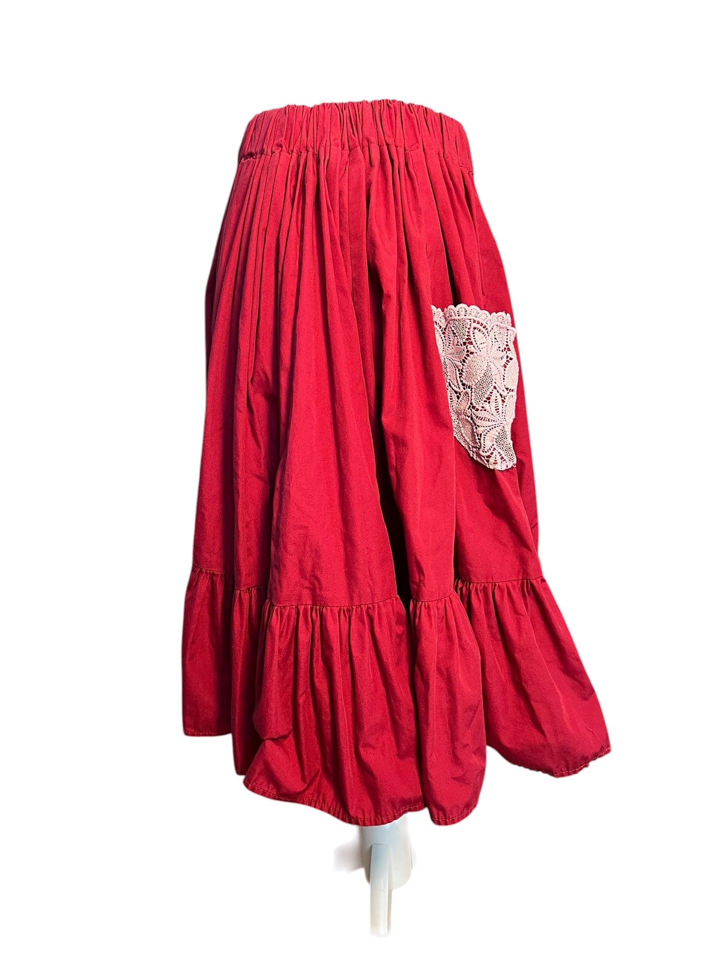 Vintage Handmade Tellerrock weinrot Spitze Gr. 40 42 Rockabilly 50s Style