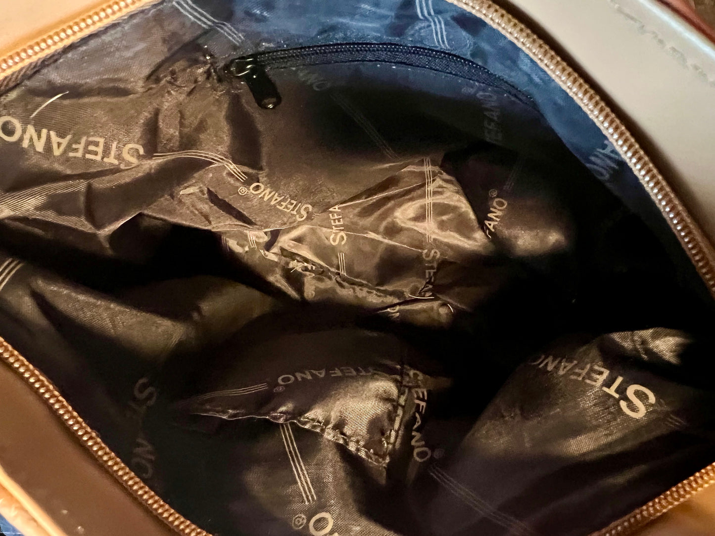 Vintage y2k Patchwork Tasche Braun/Beige – Stefano – Schultertasche – 31×21 cm