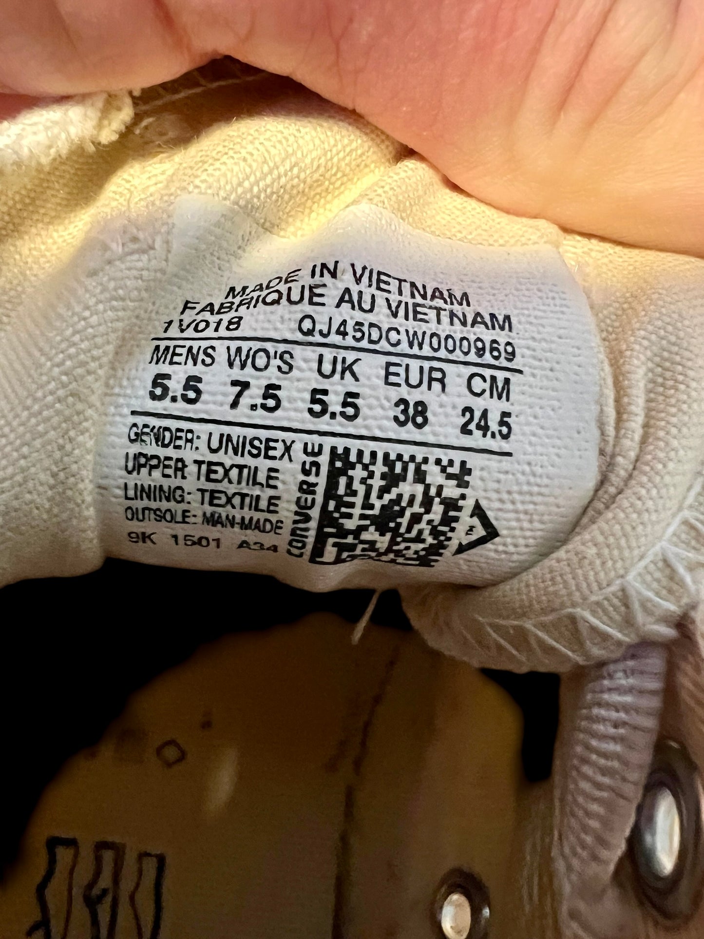 Converse Chuck Taylor Low Turnschuhe 38 Creme Offwhite Canvas Vintage Distressed Look Sneaker