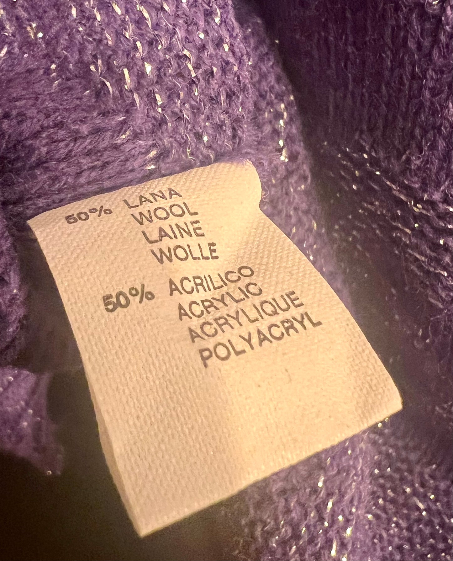 Vintage Glitzer Pullover Ombretto – Lila – Gr. M (38/40) 90s 80s Wolle