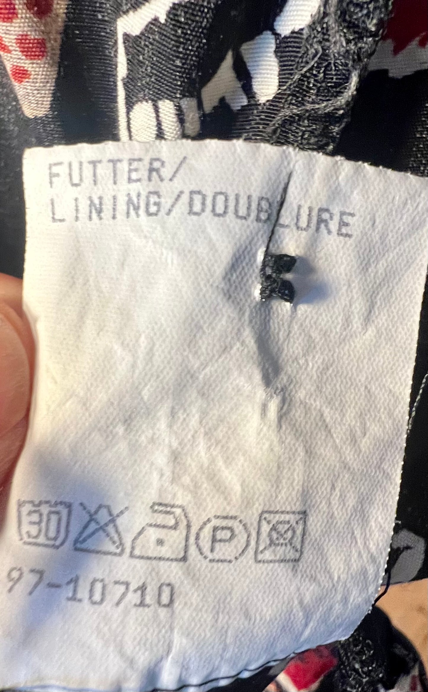 Vintage 80s/90s Oversize Bluse Rio Gr. 48 | Schwarz Grau Rot | Viskose | Statement Pattern