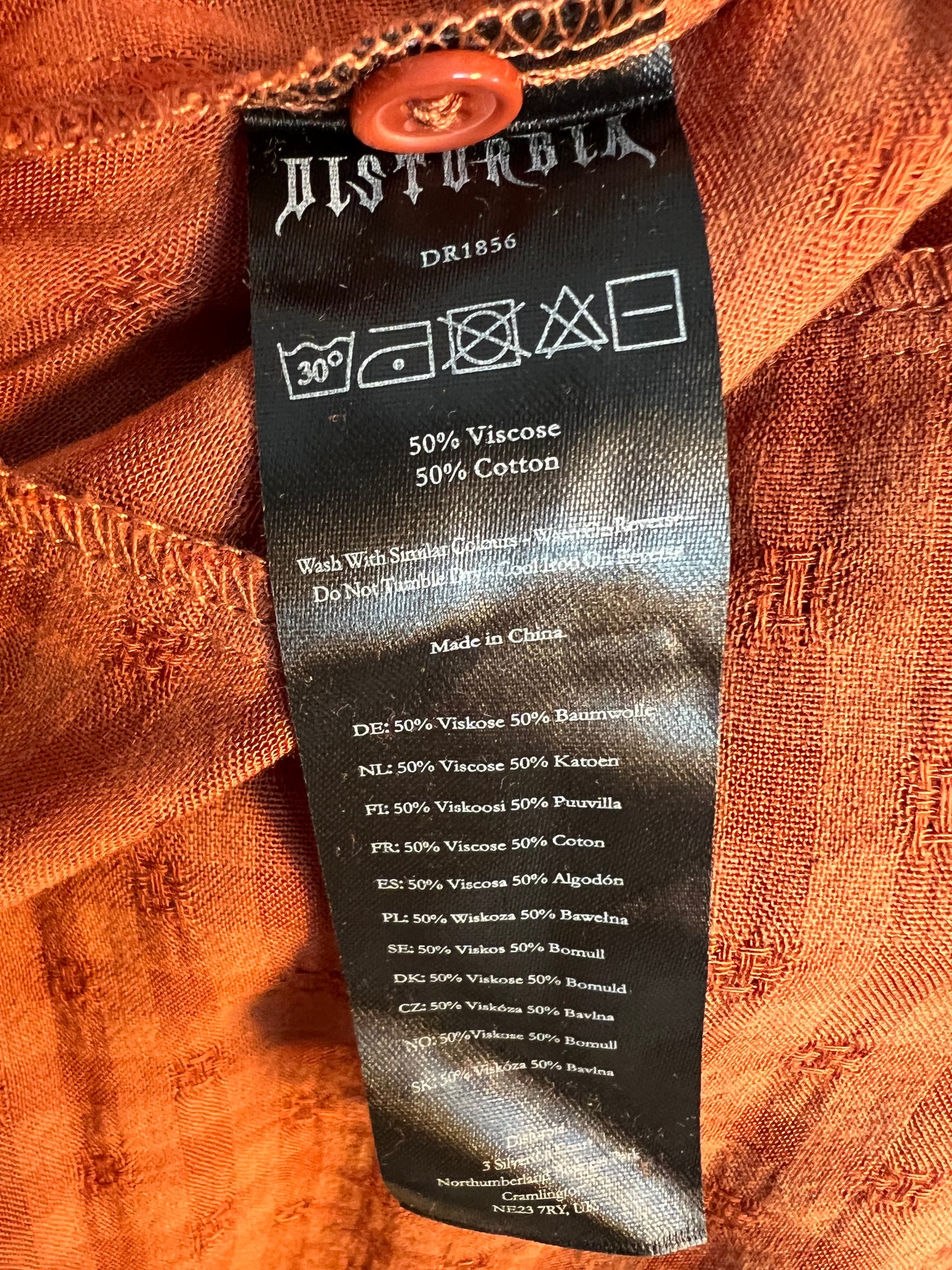 Sara's Choice: Disturbia – Blusenkleid Kleid Viskose Baumwolle Kupfer Rost| Gr. 40 | Dark Alternative