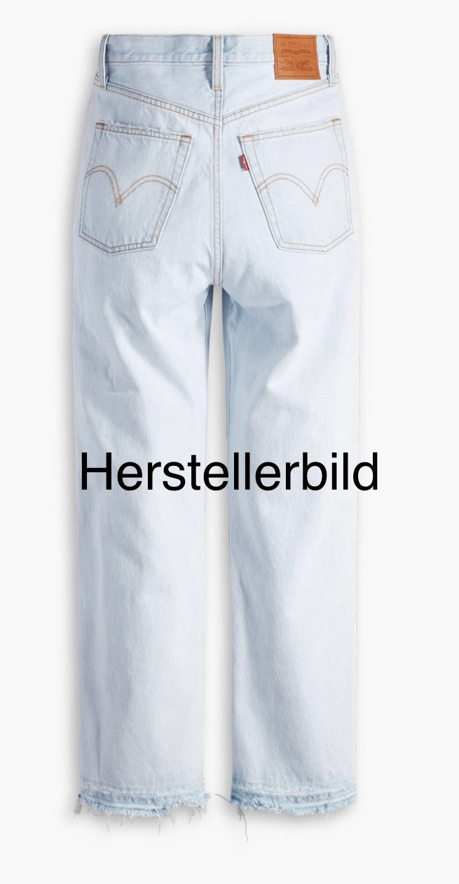 Levi's Ribcage Straight Ankle W26 L29 hellblau weiss Raw Hem 72693 High Waist Gr XS / 34 Levi Levis
