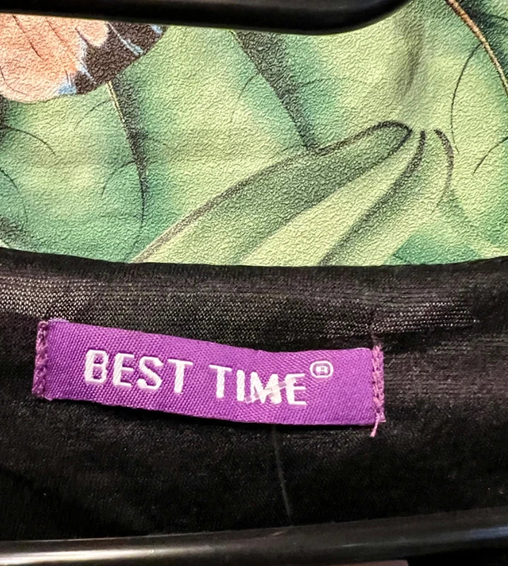 Y2K Vintage Kleid Best Time Gr. 36 | Kurz & luftig | Volants Schwarz Lila Beere S