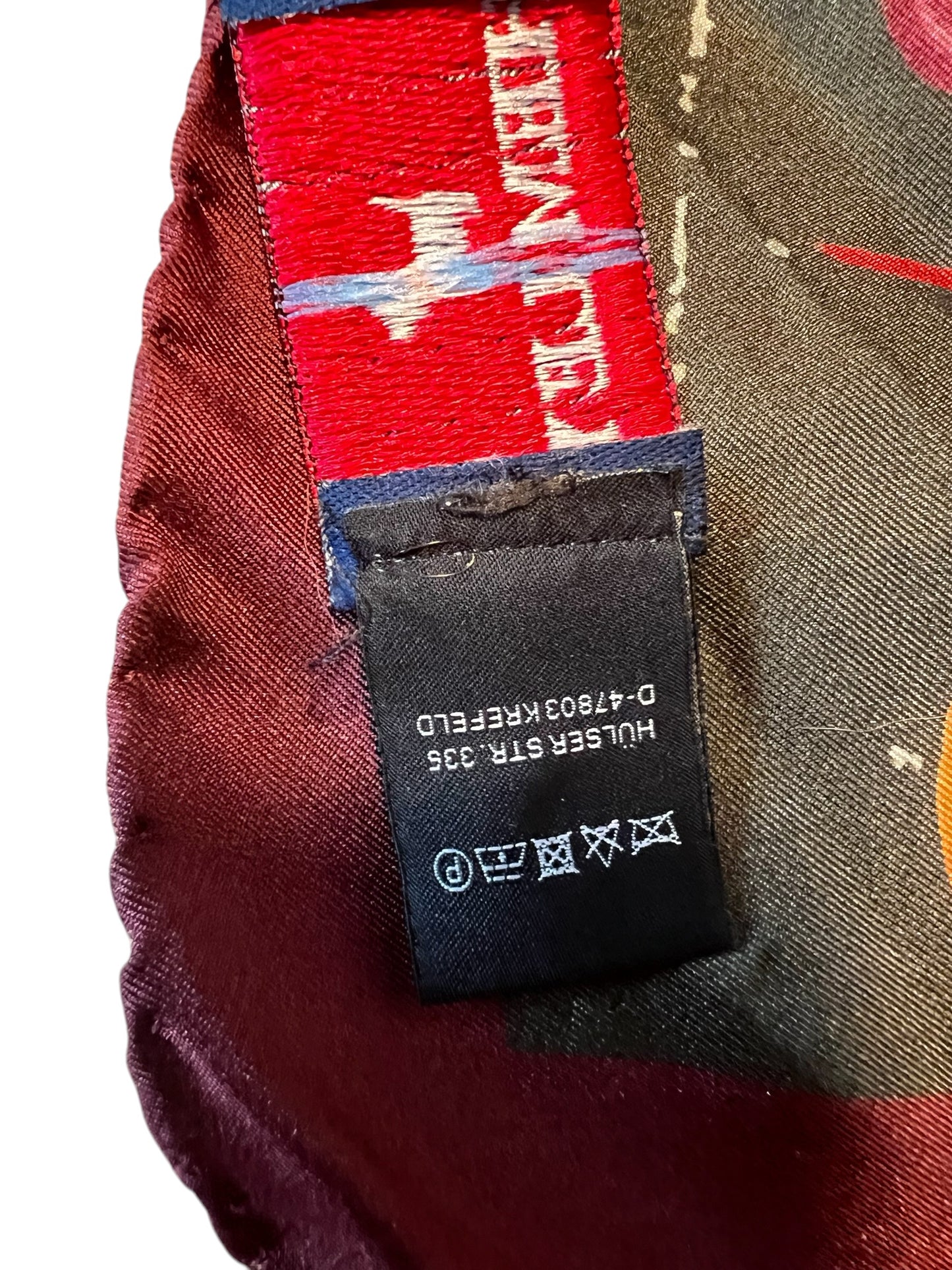 Vintage Hemley Seidentuch dunkelblau gold rot Muster Steigbügel Equestrian 75x75 Seide 90s