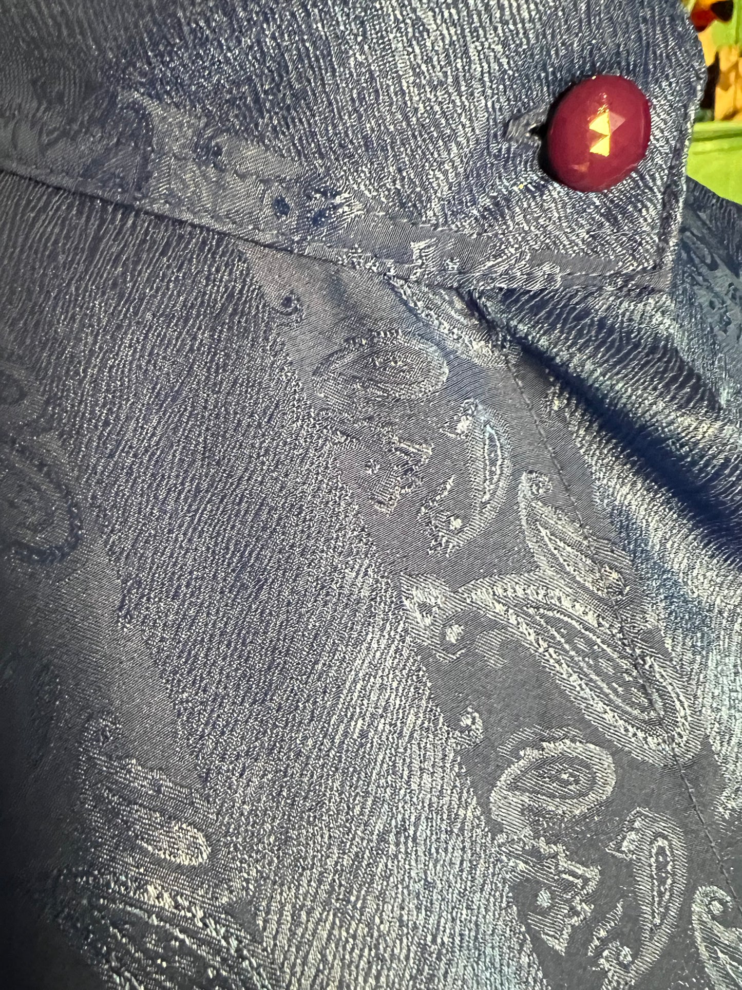 Sara's Choice: Vintage Bluse Satin Paisley blau royalblau | Gr. 40 42 L | Dark Alternative
