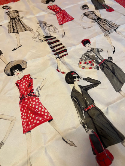 Bogner Vintage Seidentuch 85x85 – Designer Scarf, 80er 90er, B-Logo, True Vintage Frauen