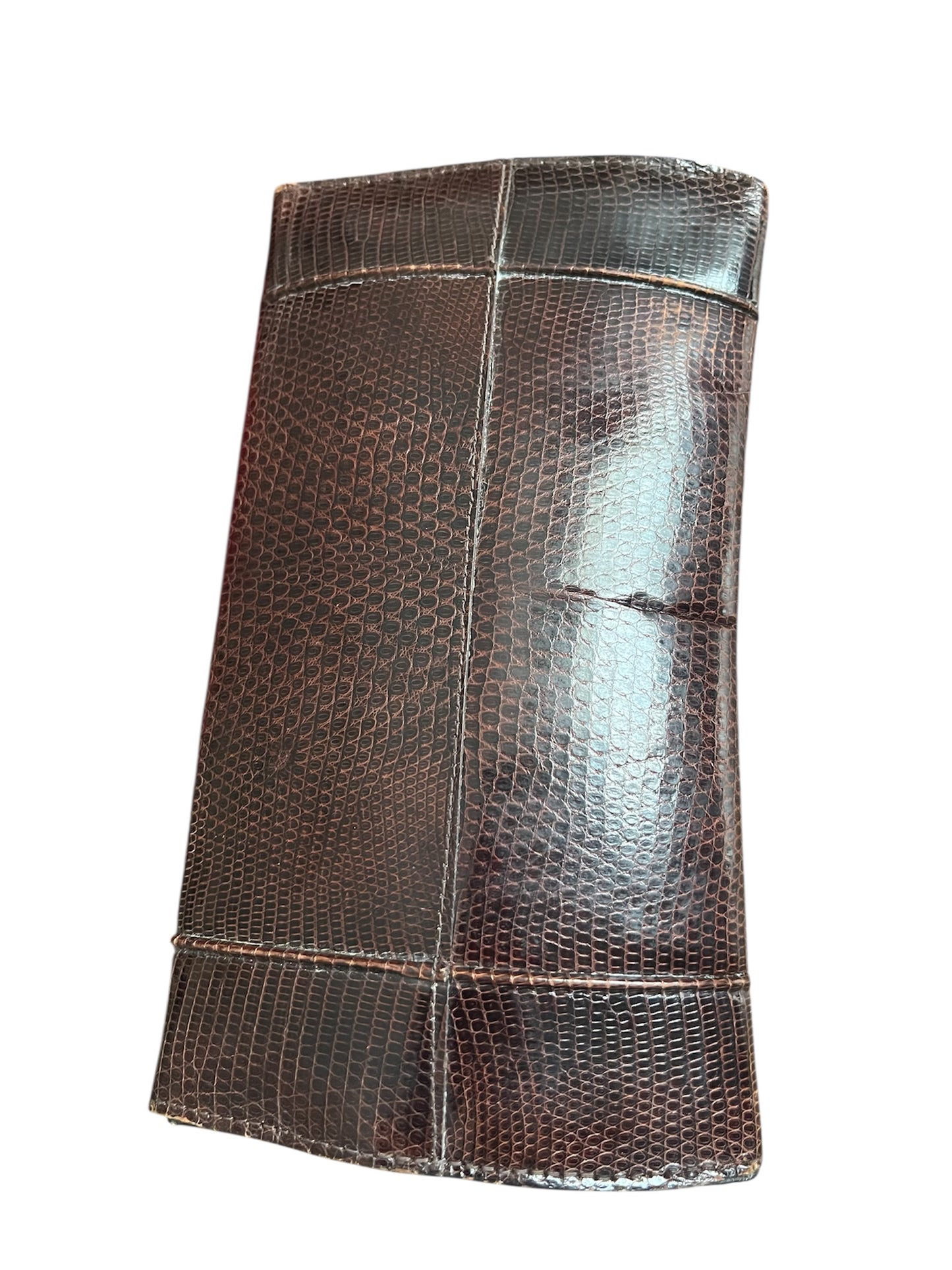 Vintage 80s J. Perez Clutch | Braun Schlangenleder mit gold Kutsche Emblem | Elegante Statement Bag