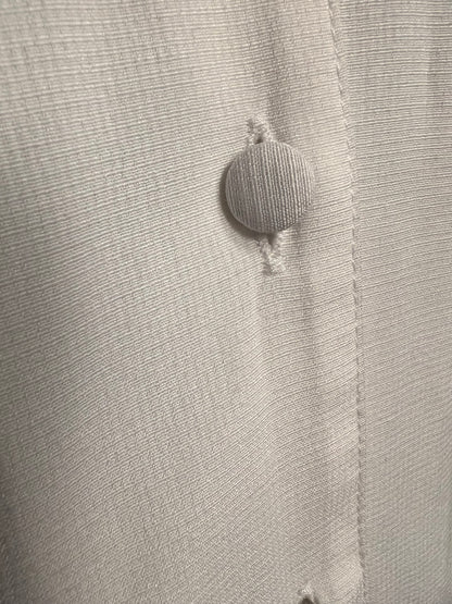 Vintage Bluse Ivory Weiß | Transparent Ärmel | Statement Kragen | Zierdetails | 80s / 90s Chic | Gr. 40