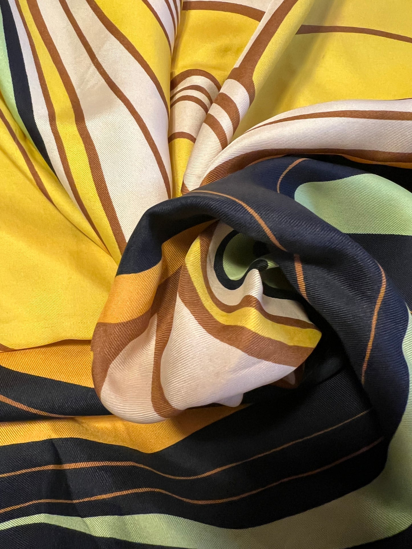 Christian Dior Vintage Seidentuch 60er Jahre – Abstract Print Blau & Gelb – 76×76 cm Rare