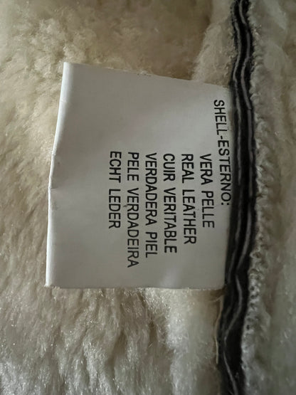 True Vintage Lederjacke XS/34 Braun Teddyfell Pilotenjacke Made in Italy 80s