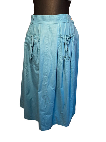 Vintage 90s Rock Petrol ALinie Falten Schleifen Lodenfrey Baumwolle Gr 38 / 40 High Waist