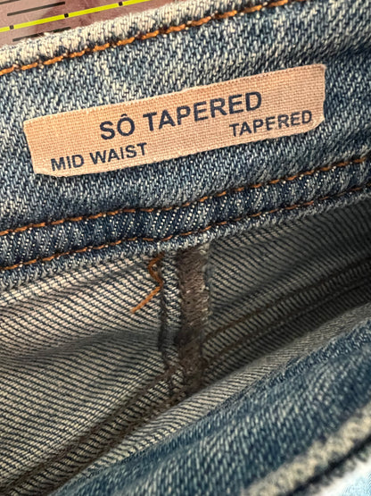 Bogner Jeans Damen W29 L32 M 38 /40 Blau Mid Waist Tapered Logo Premium Denim