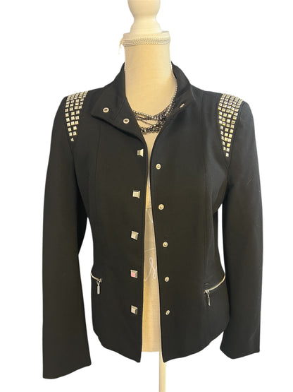 Edgy Bikerjacke / Blazer Gr. 36 - 38 | Schwarz | Silber‑Nieten & Reißverschlüsse | Rockig