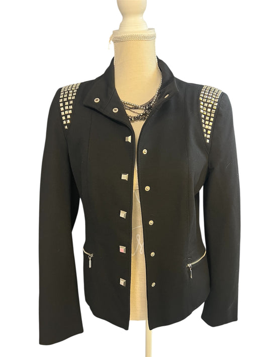 Edgy Bikerjacke / Blazer Gr. 36 - 38 | Schwarz | Silber‑Nieten & Reißverschlüsse | Rockig