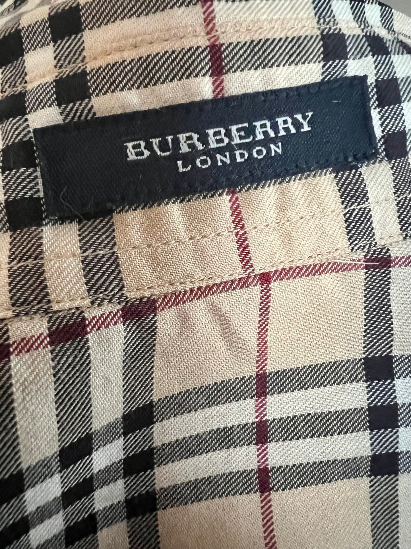 Vintage Burberry London Bluse Gr. 40 – Beige Kariert, Baumwolle, Top Zustand 90s 2000s