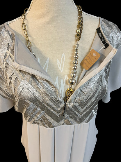 Vintage APANAGE Top Gr 42 silbergrau – Spitze & Chiffon – elegant Y2K